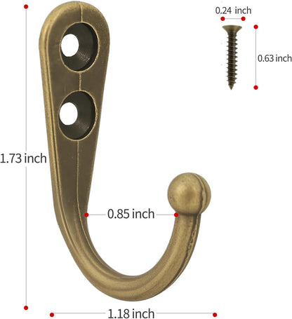 20 Pcs Key Hooks Coat Hooks for Hanging, Key Holder, Wall Mount Hook with Stainless Steel Screws, Command Hooks Utility Hangers for Key, Hat, Cup, Coat, Picture (White)