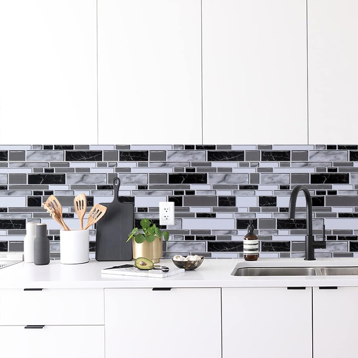 Livebor Peel and Stick Backsplash Wallpaper Kitchen Backsplash Wallpaper 11.8inch x 118.1inch Tile Contact Paper Kitchen Peel and Stick Countertops Waterproof Contact Paper for Bathroom Tile Vinyl