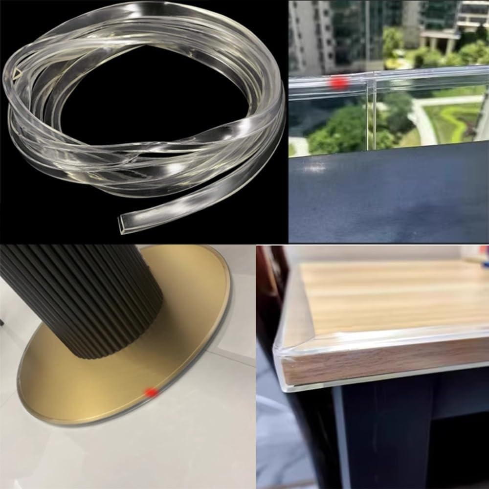 Clear Glass Guards PVC Edge Protector U-Shape Edge Gasket 16.4ft, Flexible Edge Covers Strip U Channel Protector Bumper, Glass Edge Guards For Sharp Furniture & Table Edges, Transparent(Wide 1(Wide 0.