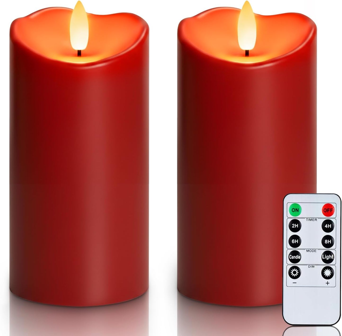 Homemory Dripping Wax Flameless Candles, Battery Operated Candles with Remote Control and Timers, LED Pillar Candles, Electric Fake Candles, 3" x 6", Set of 2