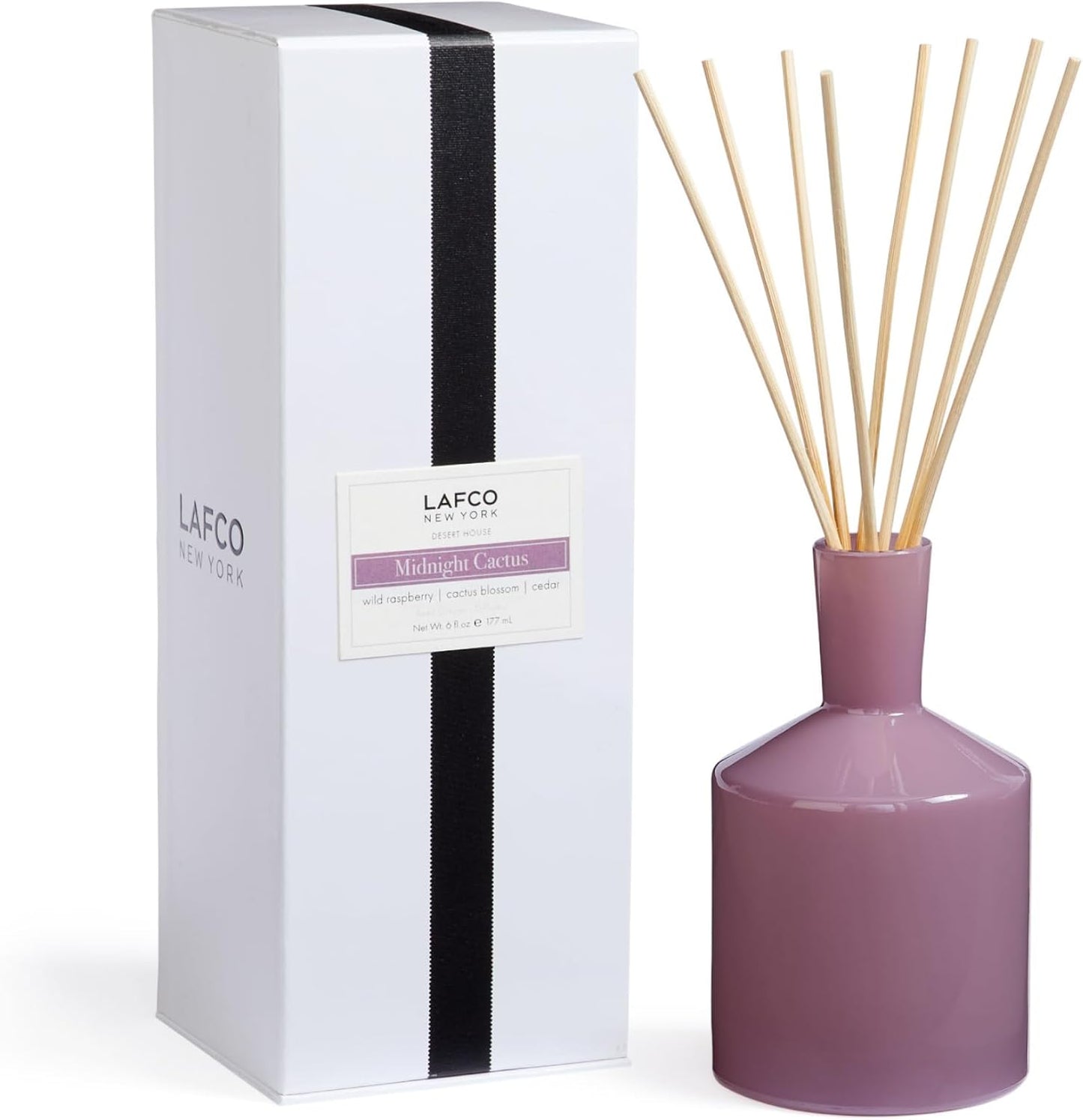 LAFCO New York Classic Reed Diffuser, Sea & Dune - 6 oz - Up to 3 Months Fragrance Life - Reusable Glass Vessel - Natural Wood Reeds - Made in The USA