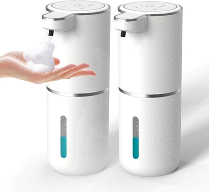 Automatic Soap Dispenser – Touchless Foaming Soap Dispenser 400ml USB Rechargeable Dispenser Electric Wall Mounted 4levels Adjustable Foam Soap Dispenser Pump for Bathroom Kitchen(Silver)