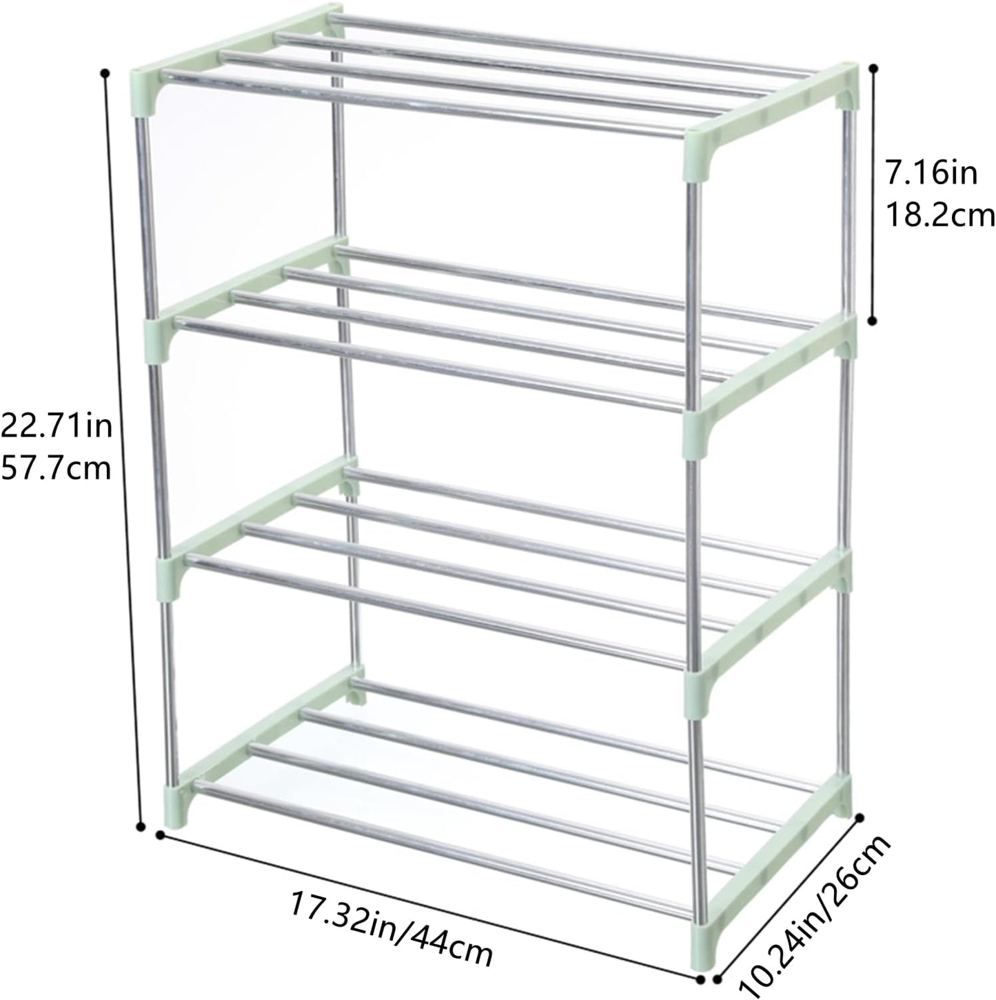 Jucaifu Stackable Small Shoe Rack, Entryway, Hallway and Closet Space Saving Storage and Organization (3-Tier, White)