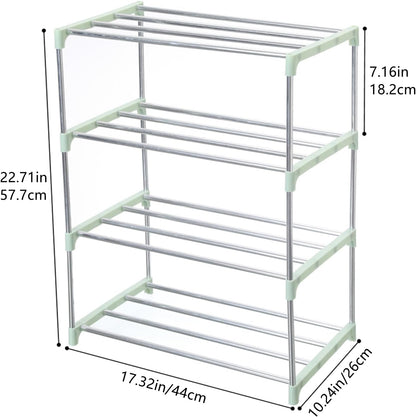 Jucaifu Stackable Small Shoe Rack, Entryway, Hallway and Closet Space Saving Storage and Organization (3-Tier, White)