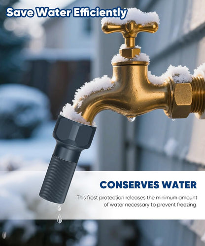 3/4-Inch Thread Faucet Freeze Protection Valve, Freeze Proof Faucet Cover for Outdoors, Winter Frost Proof Auto Temperature Control for Garden, Lawn & Yard Spigot, Grey, 2pcs