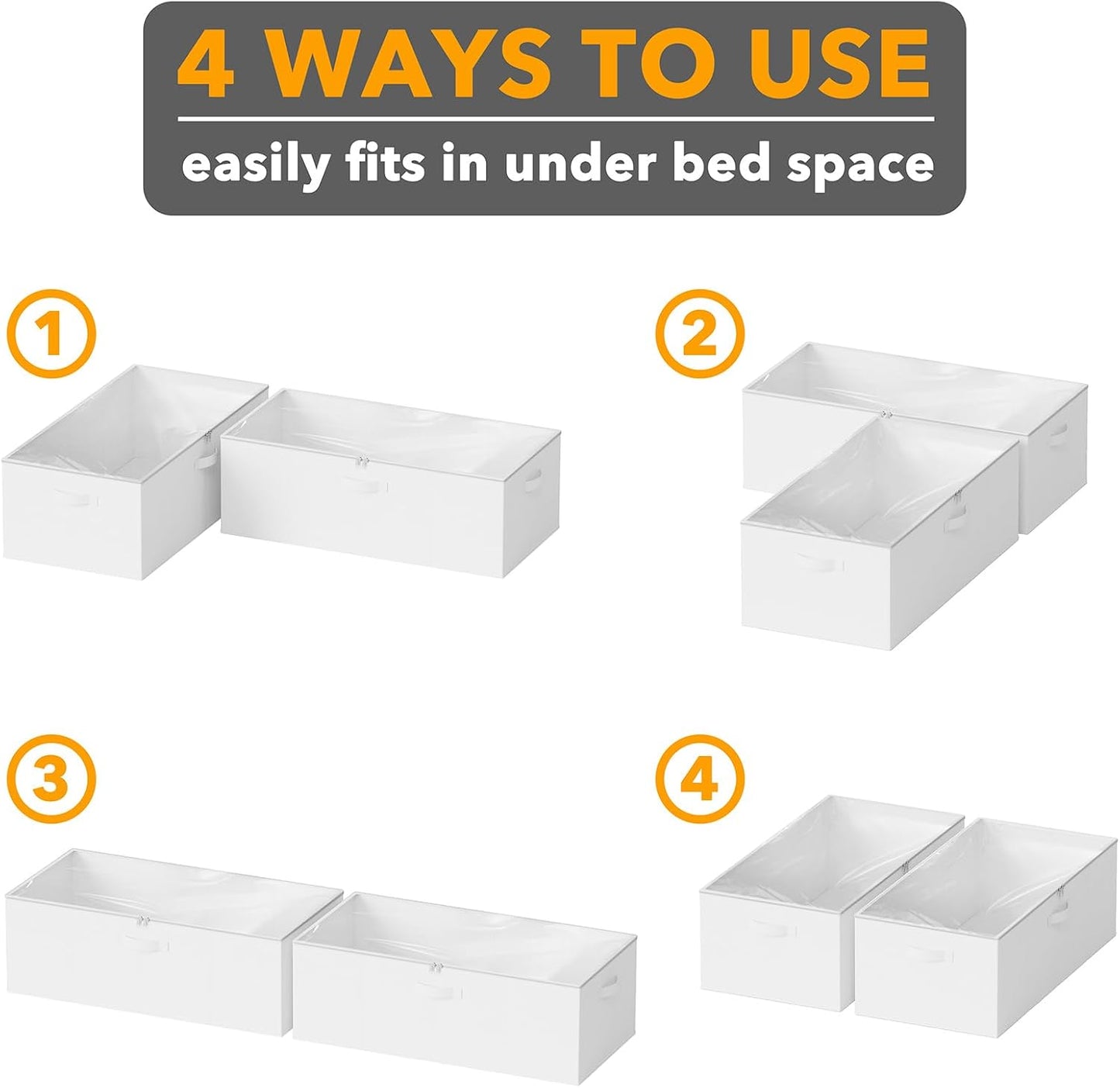 SpaceAid 2 Pack 10" High Under Bed Storage Containers, Large Underbed Storage Organizer Bins with Lids for Bedroom, Dorm, Clothes, Closet Organization, Bed Sheets and Blankets (Gray)