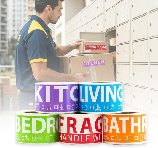 250 pcs Single Bedroom House Moving Labels,5pcs Colored Coded Label Rolls, 50 pcs Each.for Home Moving Boxes Labels for Boxes+Fragile Moving Stickers,Moving Supplies,Closet Boxes,Apartment Stickers