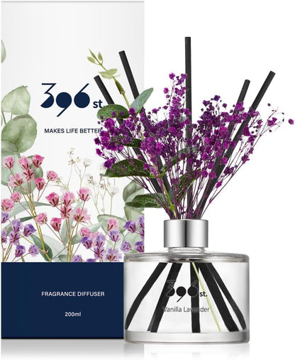 396 st. Rose Flower Reed Diffuser, Vanilla Lavender, 200ml(6.7oz) / Reed Diffuser Sets, Home Fragrance, Scented Oils, Home & Bathroom Décor