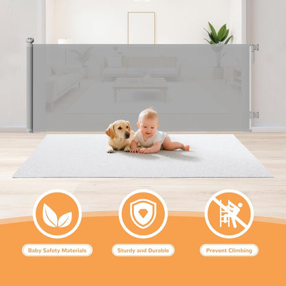 Retractable Baby Gate for Stairs & Doorways, 34" Tall Extends to 55" Wide, Mesh Baby & Pet Gate with Anti-Crawling Hook, Safety Gate for Toddlers, Doorways, Hallways, Indoor, Black