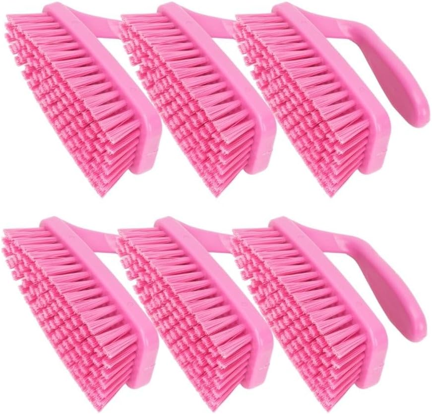 SPARTA Heavy Duty Scrub Brush, Hand Brush with Iron Shape Handle Design for Scrubbing Kitchen Pots and Pans or Bathroom Sink and Shower, 6 Inches, Black, Twin