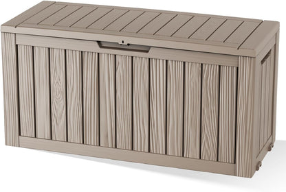 DRATO 35 Gallon Outdoor Storage Box Waterproof, Resin Small Deck Box for Patio Furniture Bench, Pool Garden Tools, Weatherproof Outside Storage Bin for Backyard Porch (Black, 35 Gallon)