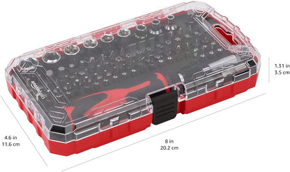 Amazon Basics 27-Piece Ratchet Screwdriver and Socket Set, Light-Duty T-Handle with Magnetic Bit Holder, Cr-V Steel, for Household DIY, Electronics and Appliance Repair, Compact Tool wit Hard Case