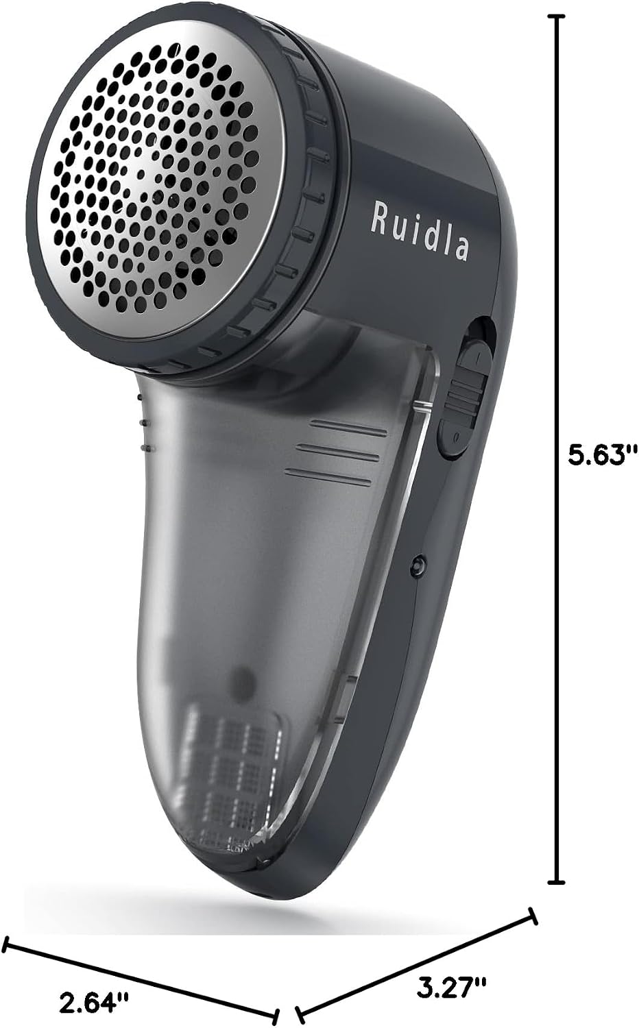 Ruidla Fabric Shaver Lint Shaver Defuzzer, Electric Lint Remover, Rechargeable Sweater Shaver with Replaceable Stainless Steel 3-Leaf Blades, Dual Protection, Removable Bin, (Micro-b Charging)