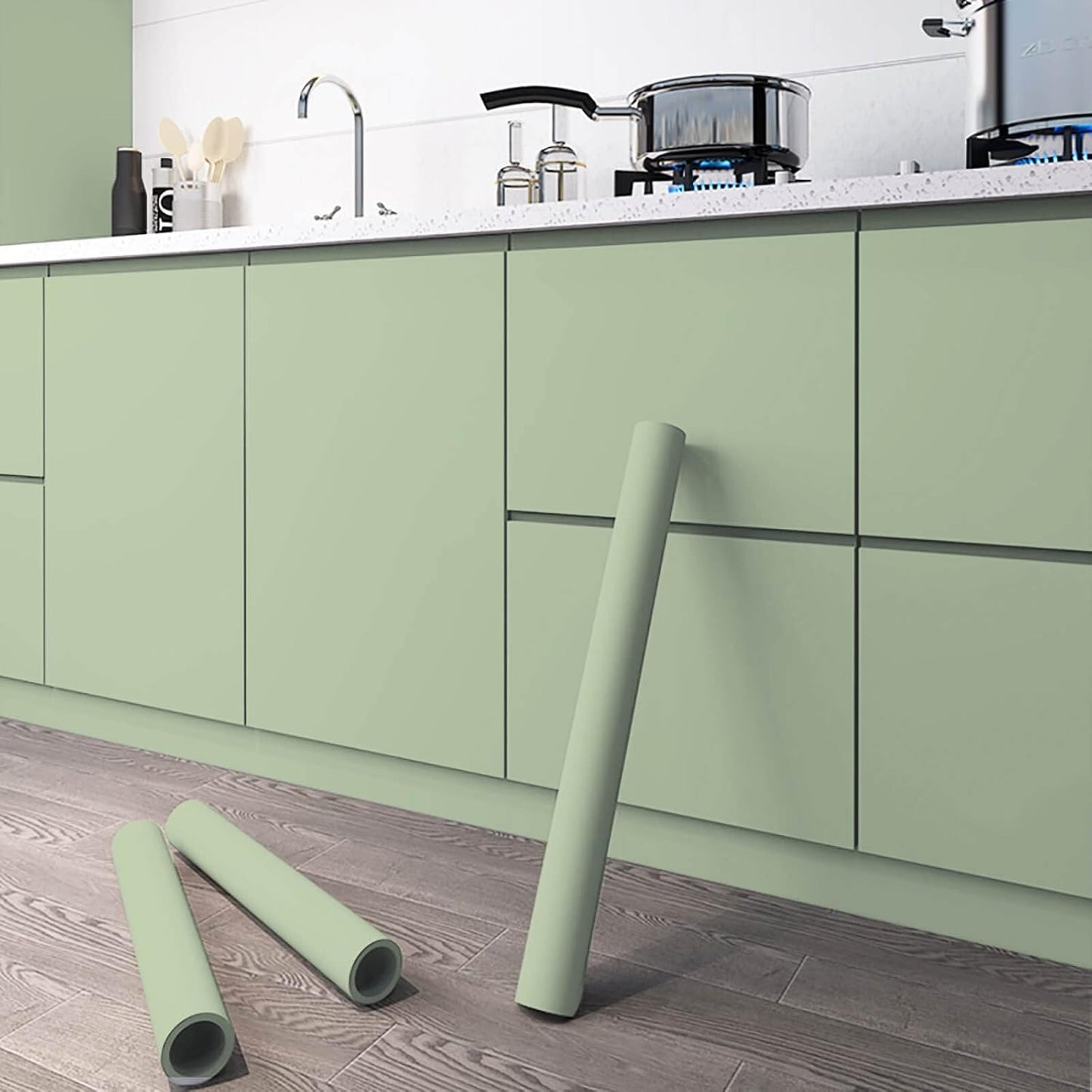 Dimoon 118''x17.7'' Green Peel and Stick Wallpaper Contact Paper Modern Self Adhesive Wall Paper Removable Renter Friendly Textured Solid Color Shelf Cabinet Vinyl Roll (118''x17.7'',Dark Green) - Colors B
