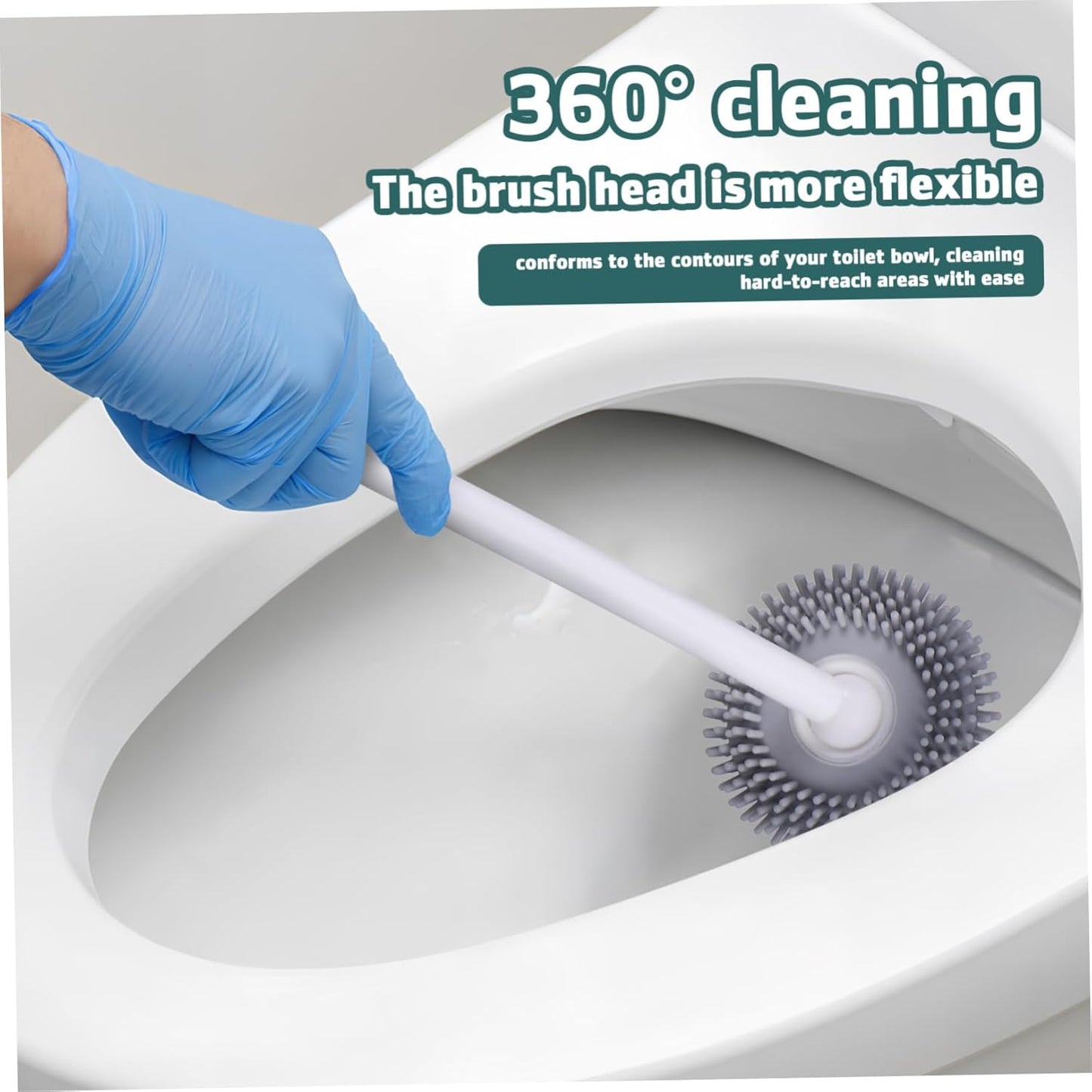 ULTECHNOVO 1 Set Toilet Brush with Holder Silicone Toilet Bowl Brush for Effortless Cleaning Quick Drying Design with Drainage Construction for Use