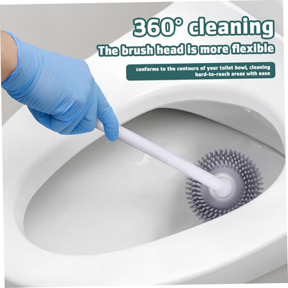 ULTECHNOVO 1 Set Toilet Brush with Holder Silicone Toilet Bowl Brush for Effortless Cleaning Quick Drying Design with Drainage Construction for Use