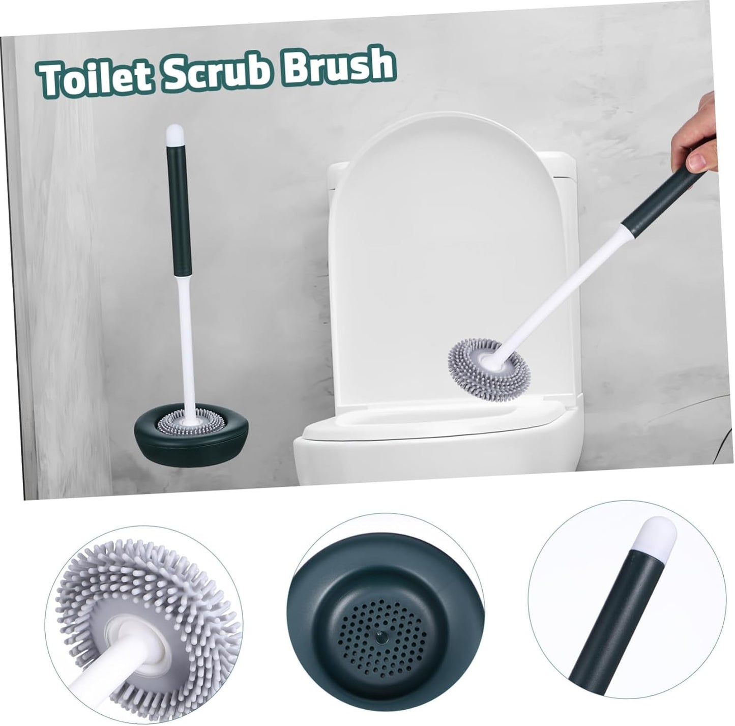 Mobestech 1set Silicone Toilet Brush with Holder Quick Drying Effortless Cleaning Flexible Bristles Essential Bathroom Tool for Toilet Maintenance
