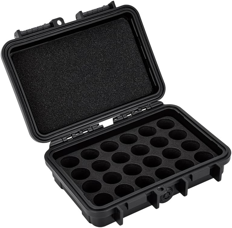 24 Slots CR2 CR123 CR123A Lithium Battery Organizer Case, IP67 Waterproof Hard Case for CR17345/CR16340/CR18350/CR15270(CR2) Explosionproof Batteries Storage Holder for Household Outdoor Camping
