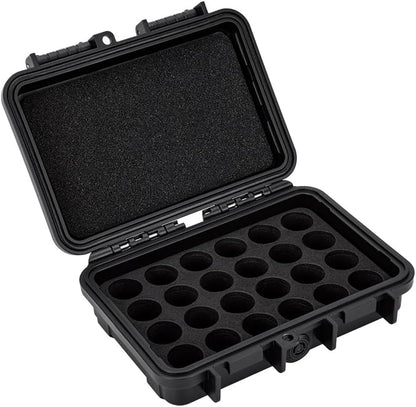 24 Slots CR2 CR123 CR123A Lithium Battery Organizer Case, IP67 Waterproof Hard Case for CR17345/CR16340/CR18350/CR15270(CR2) Explosionproof Batteries Storage Holder for Household Outdoor Camping