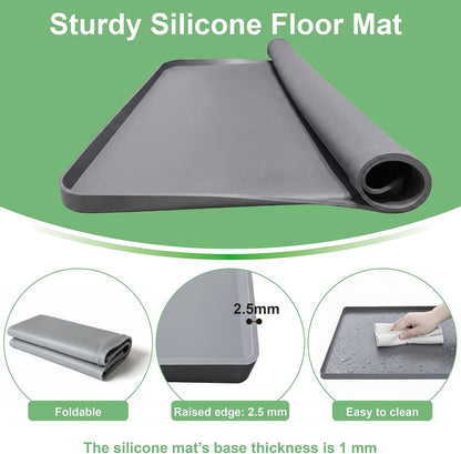 27 x 27 Inch Washing Machine Drain Pan, Silicone Washer Pan, Black | 2cm Raised Waterproof Edge, Washer and Dryer Mat for Floor Protection, Fits Compact Washers Up to 3.5 Cu.Ft.