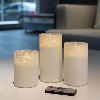 ANGELLOONG Flickering Flameless Candles, Realistic Battery Operated Candles with Remote and Timer, Set of 3 LED Candles for Room Fall Home Wedding Decor Centerpieces Table Party Valentines Decorations