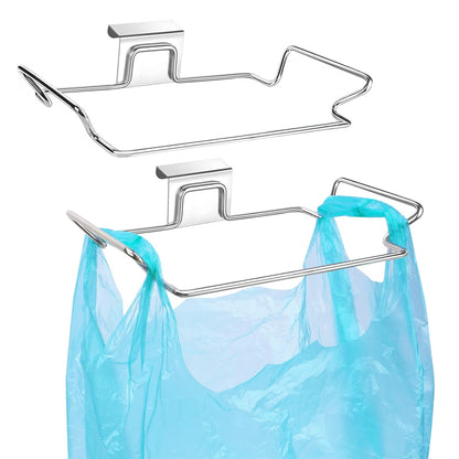 Large Stainless Steel Trash Bag Holder for Kitchen Cabinets Doors and Cupboards, Black
