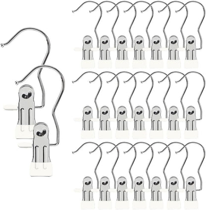 Hangers Clips,Stainless Multi Function Clip Hooks,Laundry Hanging Hooks Clips,Closet Hangers,Boot Clips， Hats Clips,Socks Clips,Pants Clips, Bras Clips(50, Pure White)