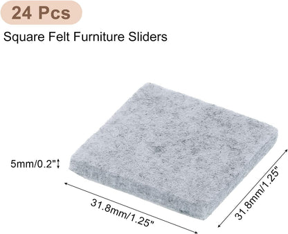 uxcell Furniture Pads, 24Pcs 1.5" - Square Self Adhesive Felt Furniture Pads, Floor Protectors for Furniture Feet Chairs Legs Hardwood Floors (Black)