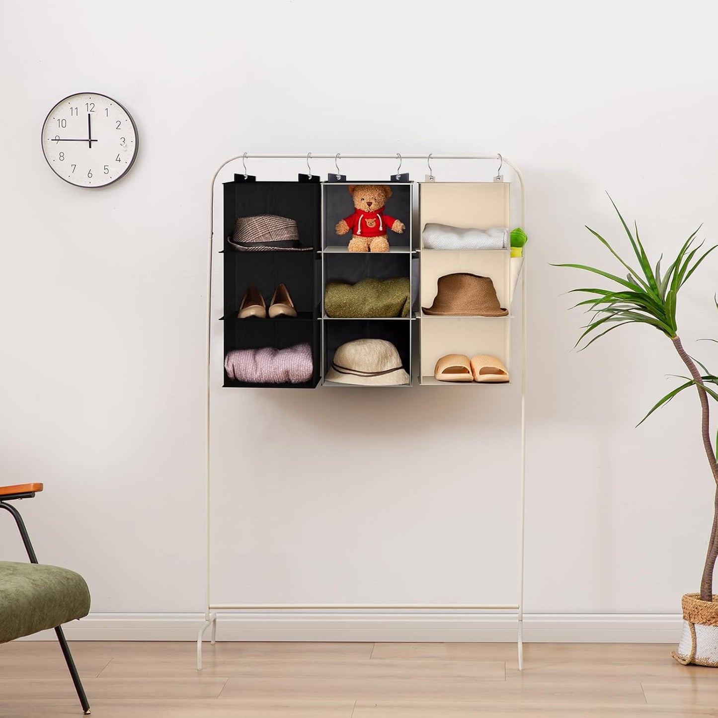 YOUDENOVA Hanging Closet Organizer, 4-Shelf Closet Hanging Storage Shelves, Grey