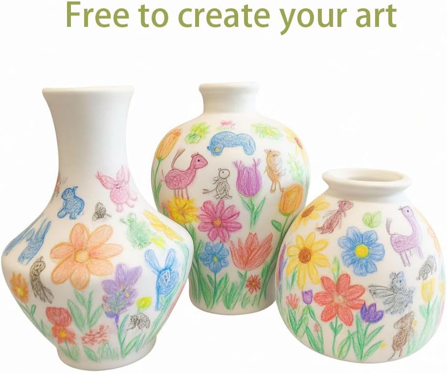 Daittin 3-Piece Ceramic Bud Vases Set - Small White Matte Vases for Dried Flowers, Decorative Mini Vases for Home Decor, Tabletop, Shelf, Office & Bedroom, Ideal for Housewarmings & Gift-Giving