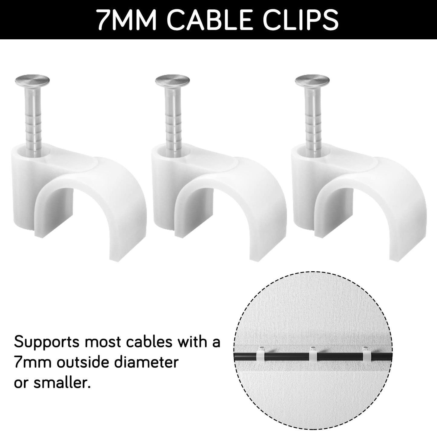 CableGeeker 50Pcs Adhesive Cable Clips, Cord Management Clips Wire Holders for Cords Cable Holder Clip Cable Management Clips for Under Desk/Car/Wall/TV/PC/Ethernet Cable (Black)
