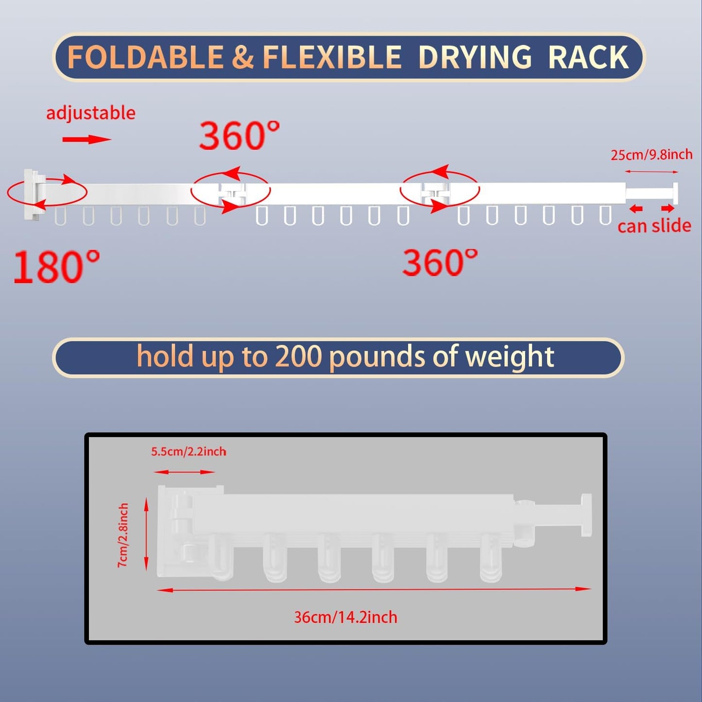 Wall Mounted Clothes Hanger Drying Folding Racks | Full 180° horizontal & vertical pivot