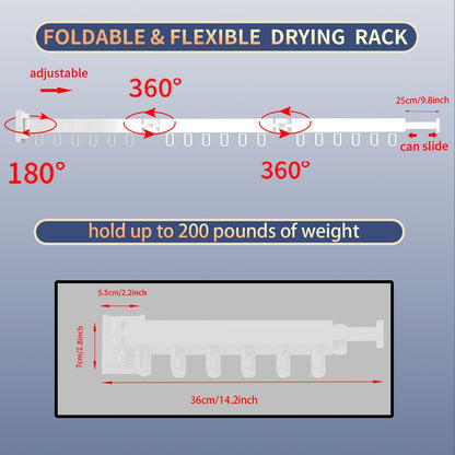 Wall Mounted Clothes Hanger Drying Folding Racks | Full 180° horizontal & vertical pivot