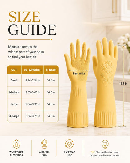 Disfore Rubber-Gloves Dishwashing Gloves for Cleaning-Kitchen - 2 Pairs Long Household Cleaning Gloves for Washing Dishes