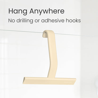 dancemoon JustHang Shower Squeegee for Glass Doors, All-One-Piece Award-Winning Silicone Squeegee with Built-in Hook for Bathroom, Window, Mirror, Tile Wall,Car, Streak-Free Cleaner Tool,10-Inch Black
