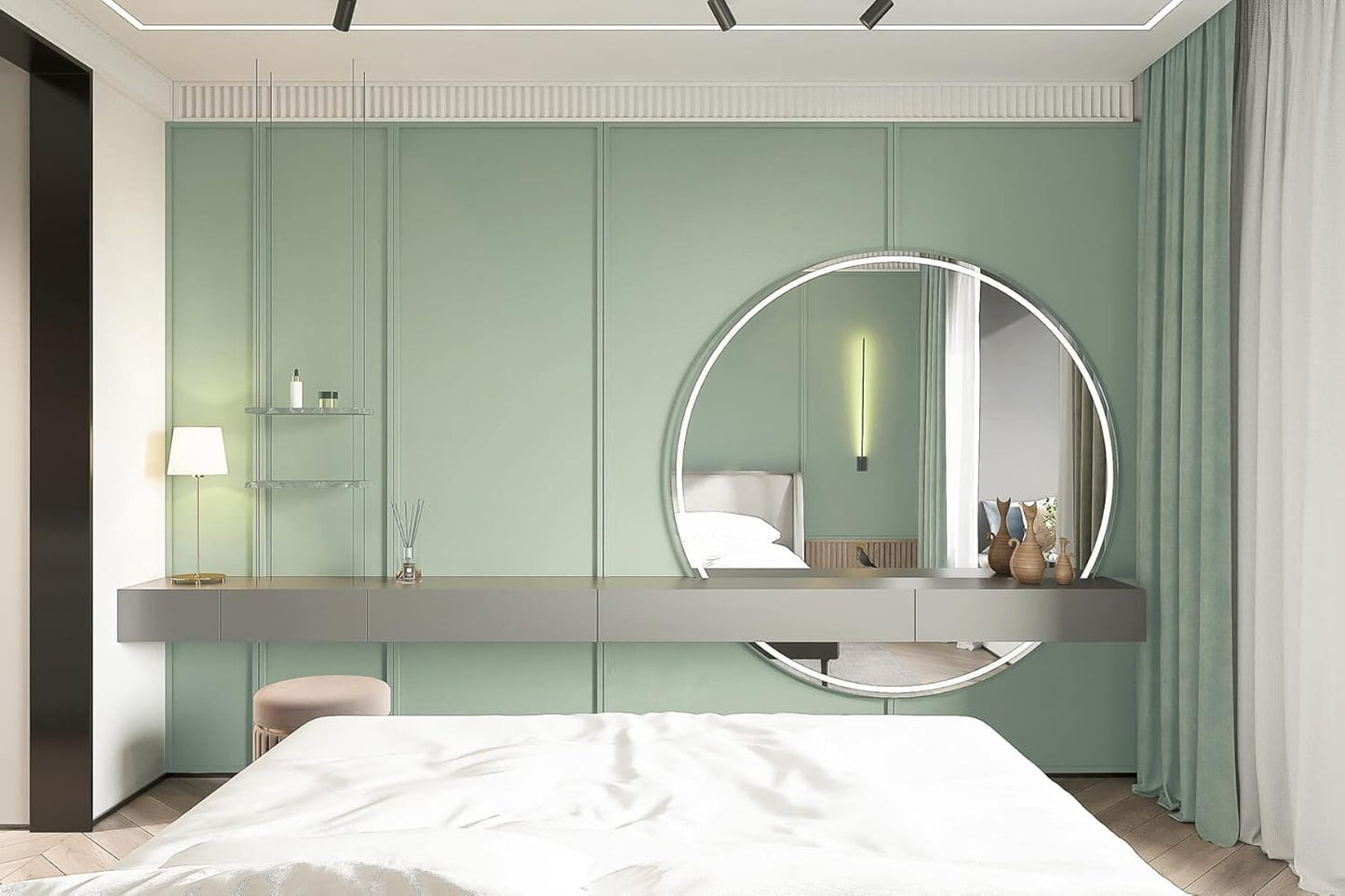 Dimoon 118''x17.7'' Green Peel and Stick Wallpaper Contact Paper Modern Self Adhesive Wall Paper Removable Renter Friendly Textured Solid Color Shelf Cabinet Vinyl Roll (118''x17.7'',Dark Green) - Colors B