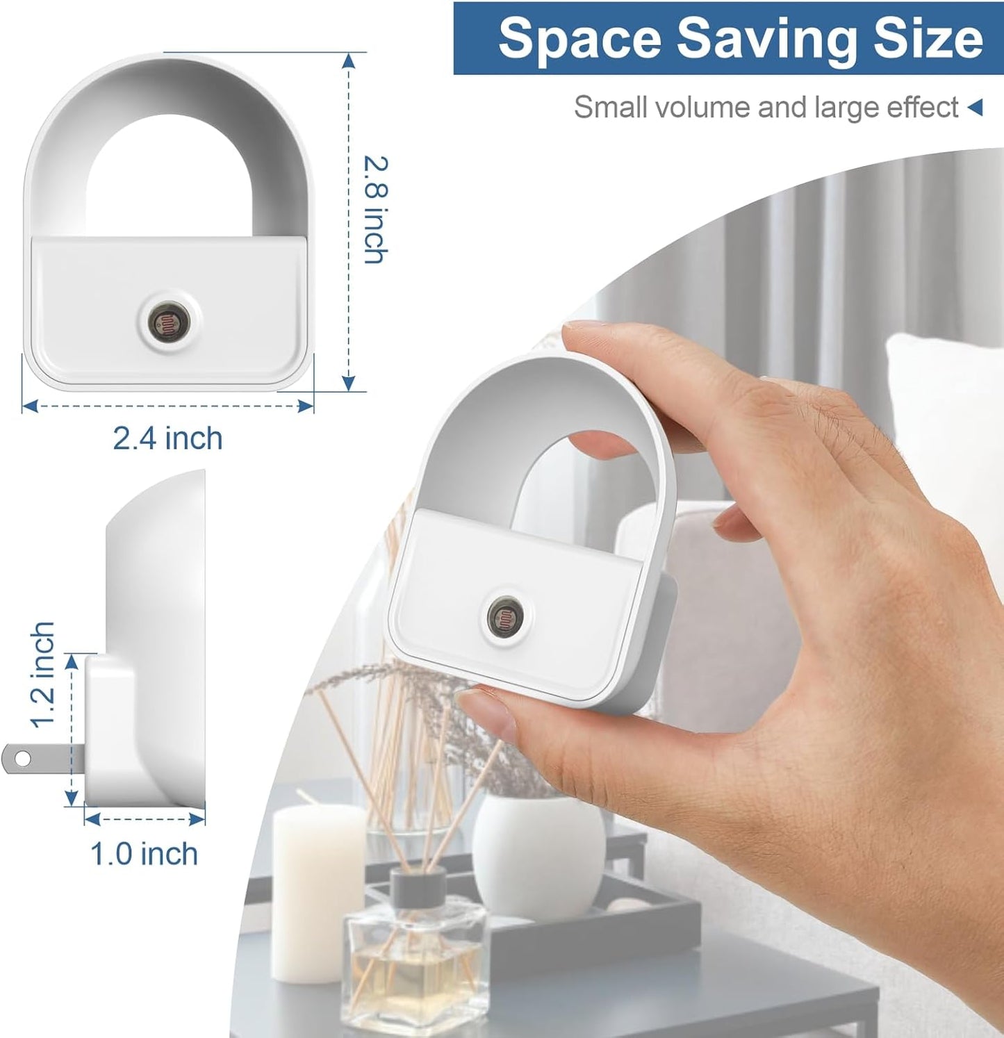 6 Pack Night Light Plug in, White LED Nightlights with Smart Dusk to Dawn Sensor, Plug into Wall Nightlights Suitable for Bedroom, Bathroom, Hallway, Kitchen, Stairs, Kids, Adults