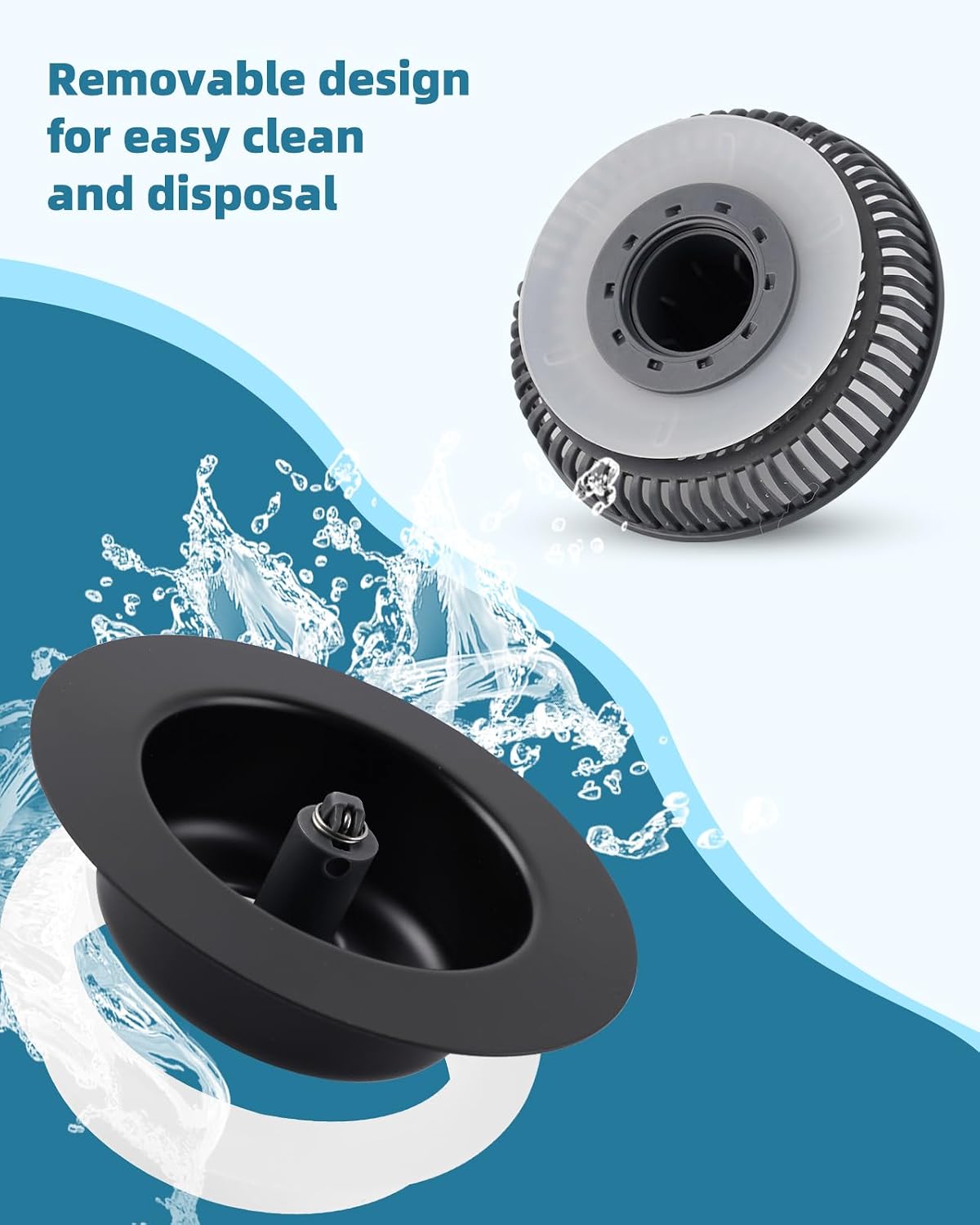 All Metal Sink Drain Strainer for Kitchen Sink, Universal Fit | Pop Up 3-in-1 Sink Stopper Drainer, 304 Stainless Steel Basket for US Standard 3-1/2 inch Drain Filter, Anti-clog