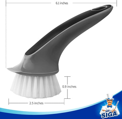 MR.SIGA Pot and Pan Cleaning Brush, Dish Brush for Kitchen, Lake Blue, Pack of 2