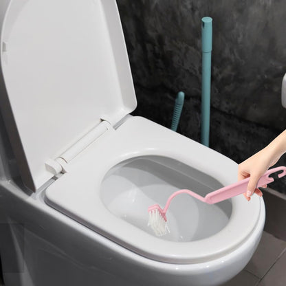 Curved Toilet Brush - Under Rim Toilet Bowl Brush - Toilet Rim Brush | Soft Bristle Toilet Brush S-Shaped | Angled Toilet Corner Scrubber Soft Toilet Rim Cleaner Multi-Functional for Toilets Kitchens