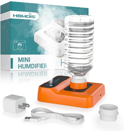 Travel Humidifier, Portable Small Humidifier for Plants, Bedroom, Office, Hotel or Car, Battery Operated Mini Cool Mist Humidifiers, Quiet 23dB, Auto-off, Night Light & BPA-Free, White