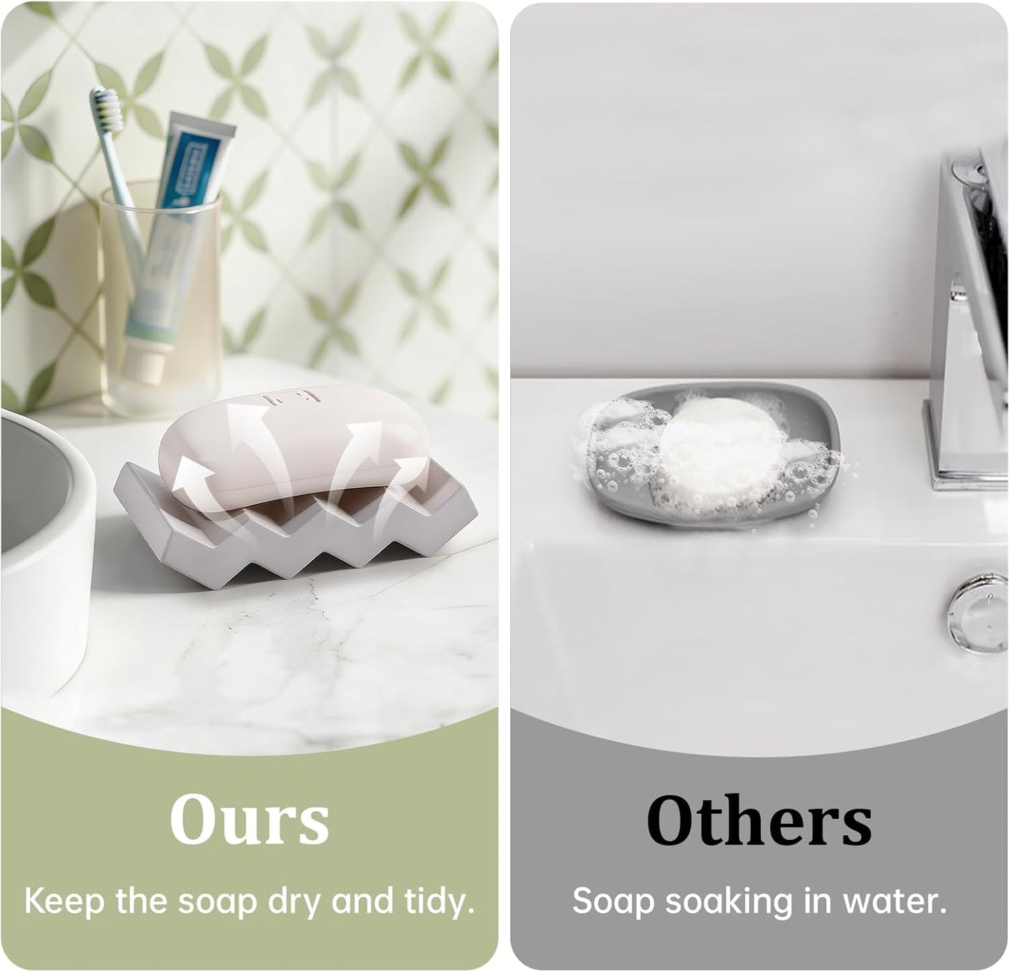 Self Draining Bar Soap Holder Diatomite Soap Dish Fast Drying Soap Saver Small Sponge Caddy for Shower, Bathroom, Kitchen Sink, Kitchen, Blue