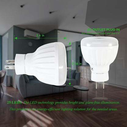 Bright Night Light LED Motion and Light Sensor AC Outlet Plug-in PIR Automatic Lamp Plug into Wall Dusk to Dawn 5W for Bedroom Garage Stairway Basement Hallway