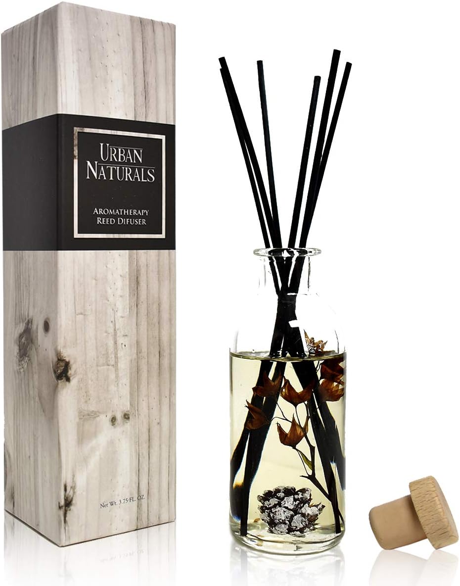 Urban Naturals Smoked Vanilla Reed Diffuser Set with Vanilla Bean, Sandalwood & Leather | Made in the USA - Colors A