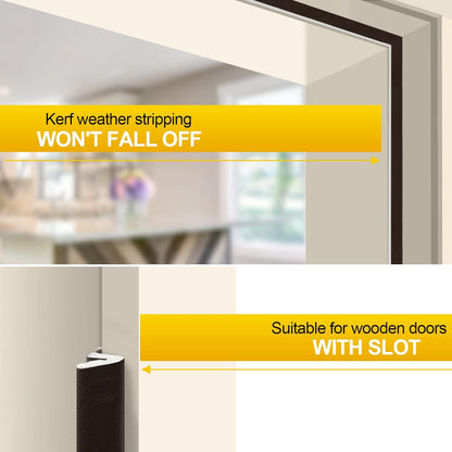 40FT Kerf V‑Shaped Weather Stripping Door Seal, Press‑in Seal for Pre‑Cut Slot Doors, Not Self‑Adhesive, Soundproof Draft Blocker for Exterior Front Doors, Fits Large Gaps, Easy DIY Install (White)