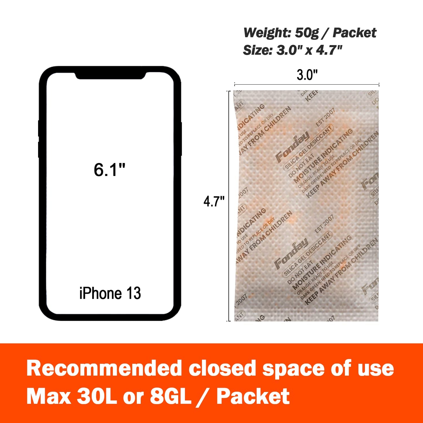 500g x 2 packs Fonday Rechargeable Silica Gel Car Dehumidifier Fast Reactivate Desiccant Bags, Large for Gun Safe Closet Basement Garage Storage Moisture Absorber