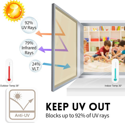 KESPEN Window Privacy Film Frosted Glass Heat Control UV Blocking Privacy Window Film for Glass Windows Static Cling Non-Adhesive Door Coverings Decals for Bathroom Home Office,17.5 Inch X 6.5 Feet