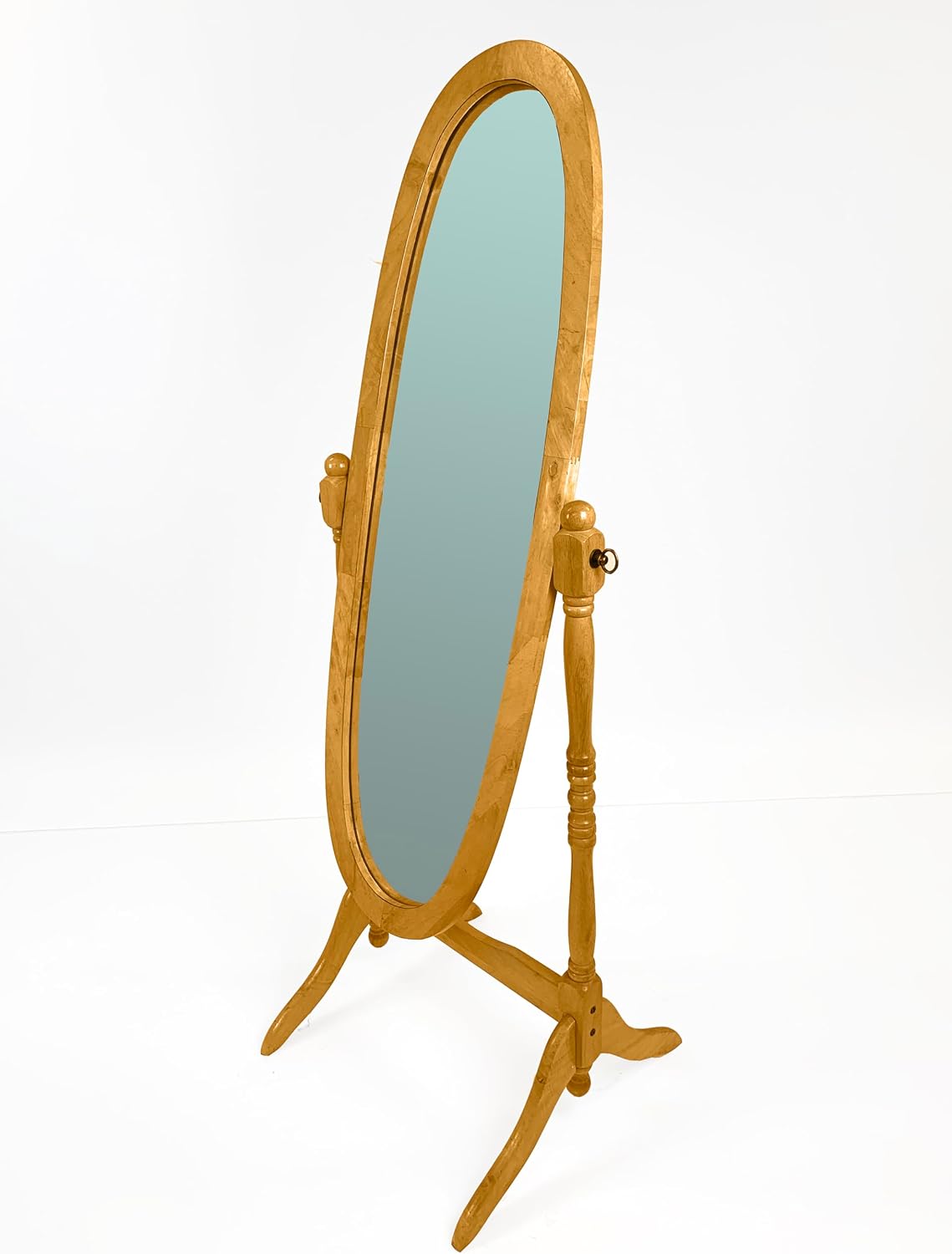 GTU Furniture Swivel Adjustable Full-Length Oval Wood Cheval Stand Floor Mirror(Pink)