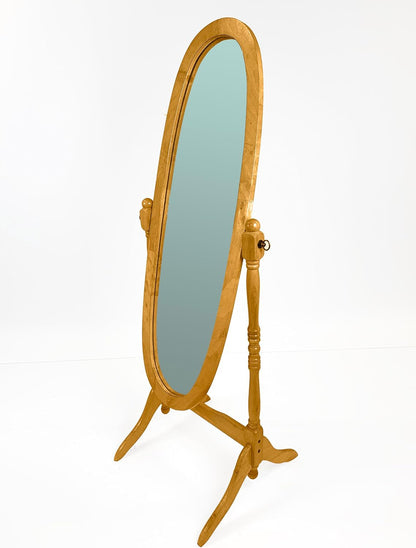 GTU Furniture Swivel Adjustable Full-Length Oval Wood Cheval Stand Floor Mirror(Pink)