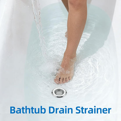 Bathtub Drain Strainer，2.87 inch Bathtub Floor Shower Hair Drain Catcher Cover, Stainless Steel Bathroom Sink Strainer Filter Basket for Bathroom Sink, Wash Basin